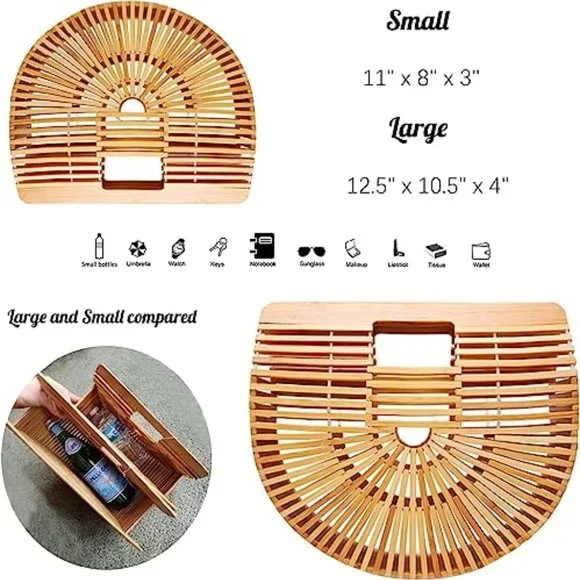 Womens Bamboo Handbag Handmade Large - Picture 5 of 6